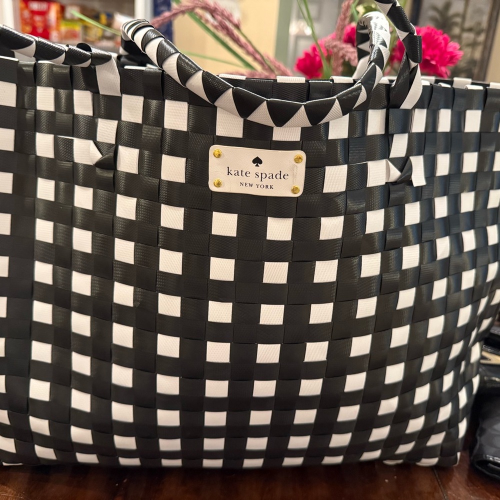 Large black & white Kate tote
